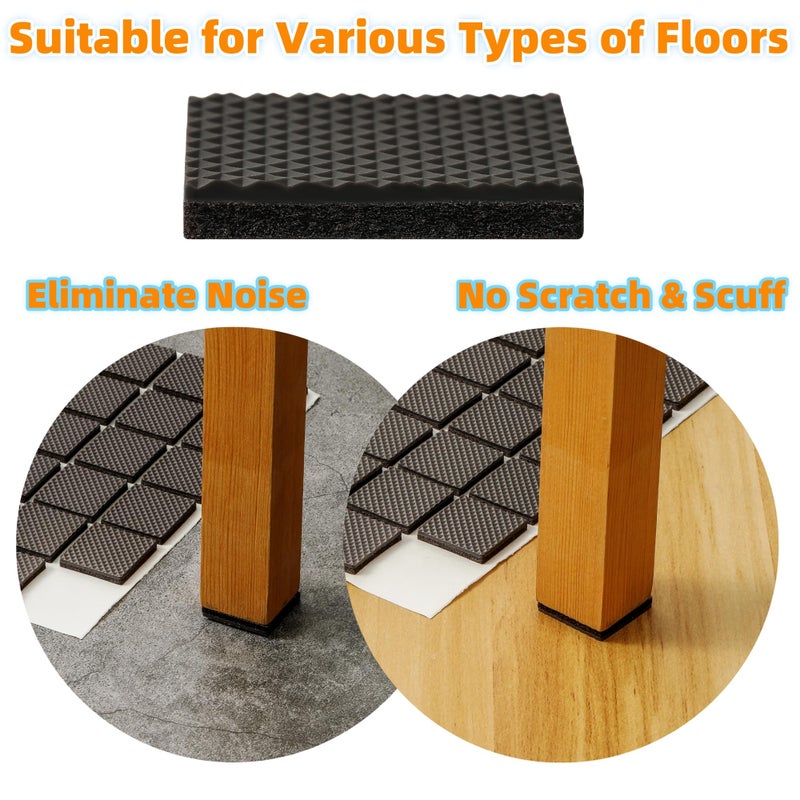 Furnigear Non Slip Furniture Pads - Self Adhesive Rubber Anti Skid Pads Grippers Rubber Chair Feet Furniture Pad for Hardwood Floors -Protectors for Furniture Table Legs Anti Slip 32 Pcs 1-1/2"" Square - Image 5